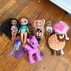 Colorful Kids Toy Set with Dolls and Plush